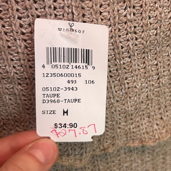 NWT🆕 Windsor Woman’s Medium Fold Over Knit Taupe Ruffled Long-Sleeve Mini Dress - Picture 11 of 12